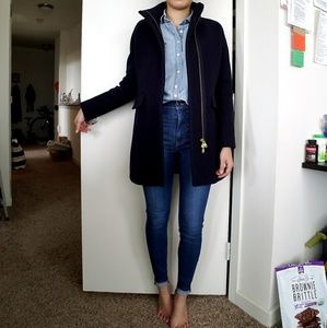 J. Crew, 00 Navy Stadium Cloth Cocoon Coat